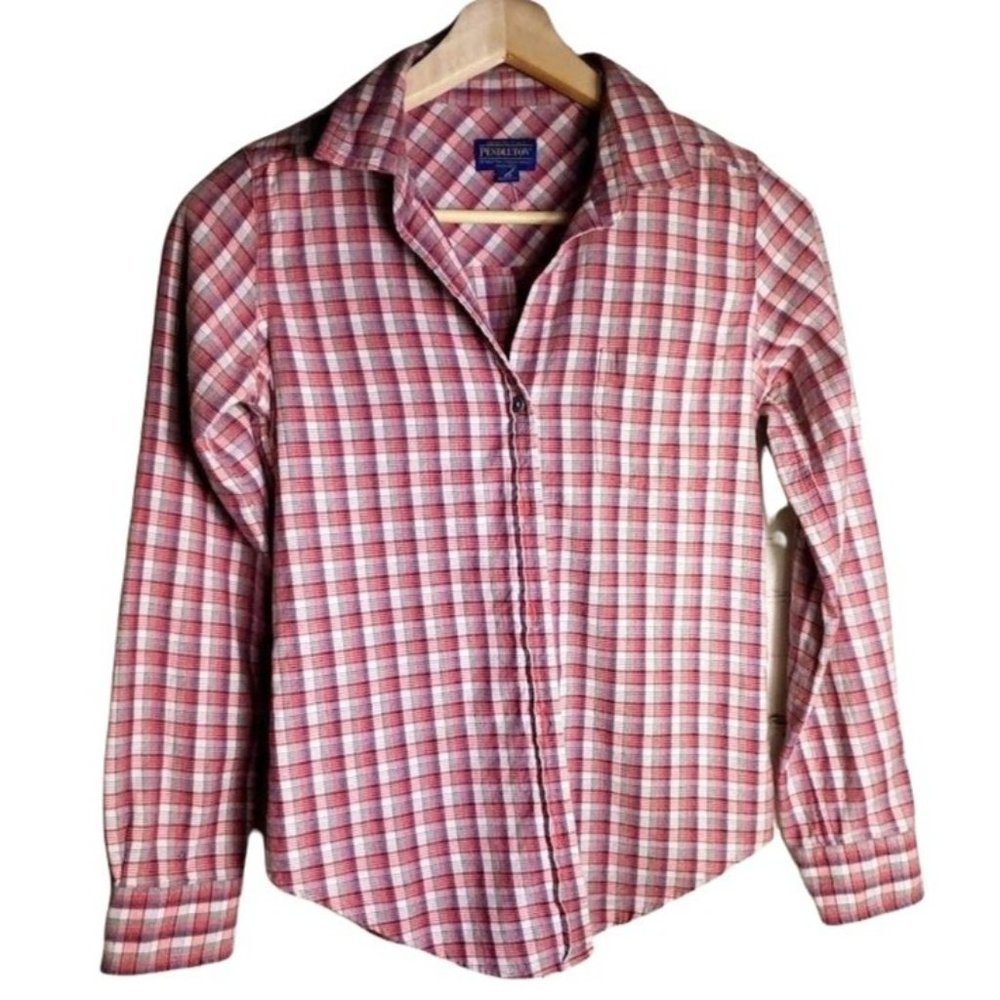 Pendleton 100% cotton plaid long sleeve buttons down top shirt  XS